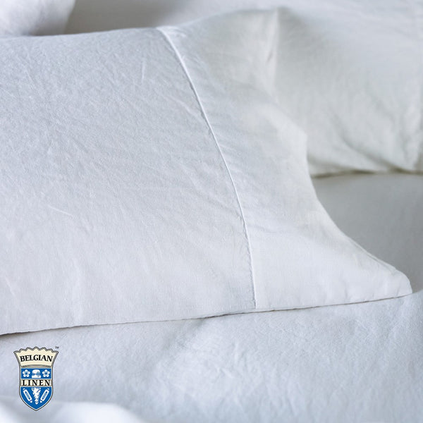 Belgian Linen Pillowcase Each - White King