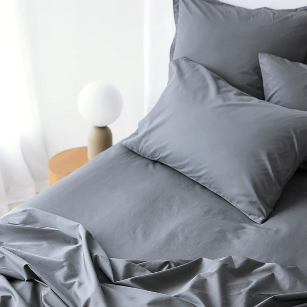 450TC Fresh Cotton Percale Standard Pillowcase Pair - Steel