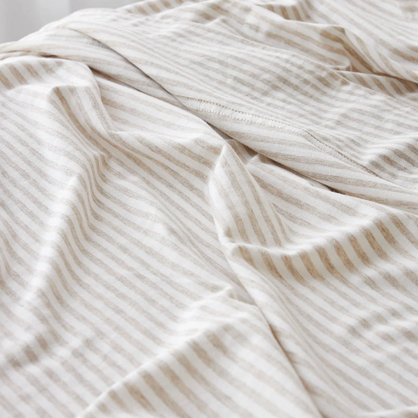 Cotton Jersey Flat Sheet - Biscuit Stripe
